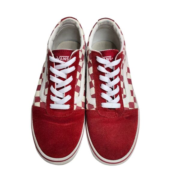 Vans Old Skool Skater Sneakers Womens 8.5 Mens 7 Racing Red Checkerboard Suede - Picture 6 of 10
